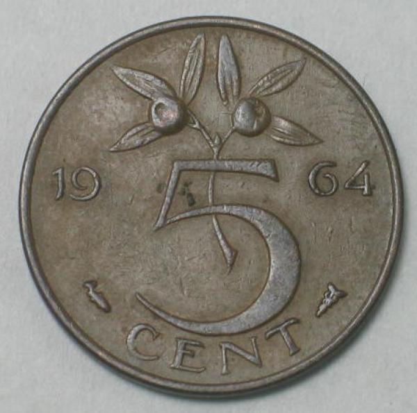 5 Cent -Königin Juliana- 1964, Niederlande