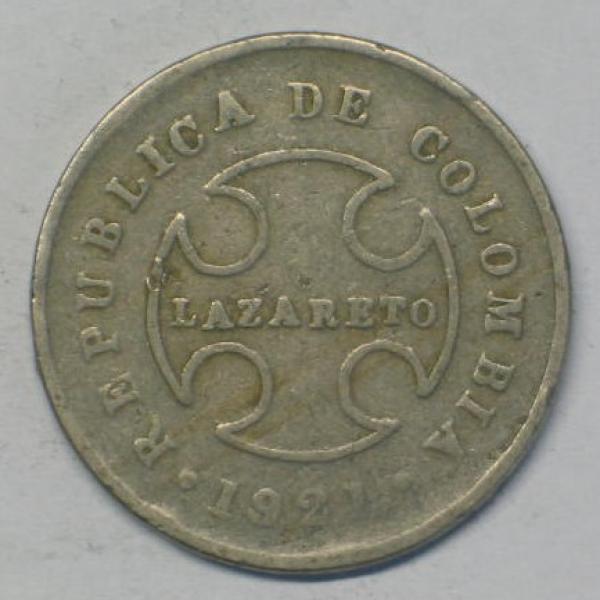 10 Centavos 1921, Kolumbien -Lazarettgeld der Leprakolonien