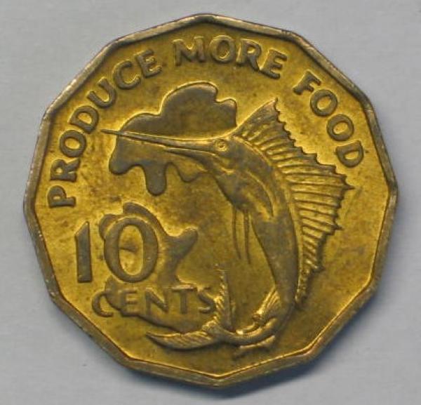 10 Cent 1977, Seychellen -FAO - Produziere mehr Lebensmittel-