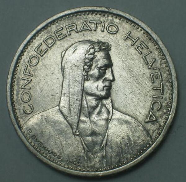 5 Franken 1950, Schweiz -Silber