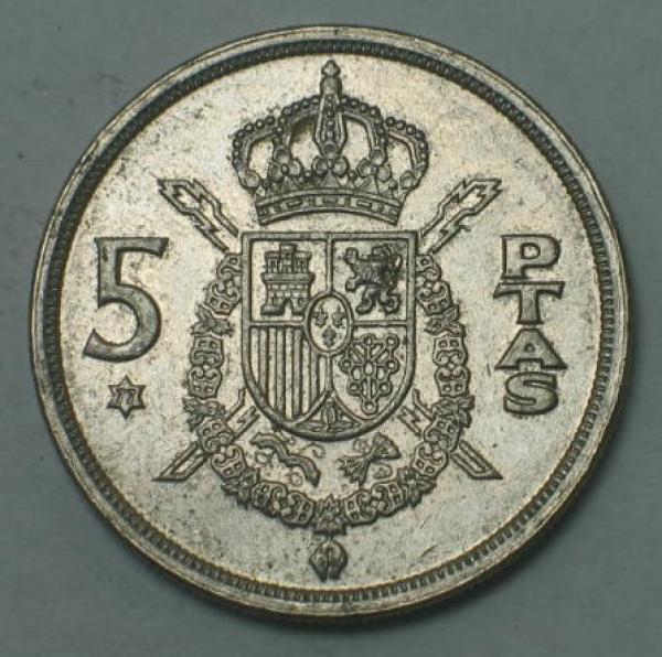 5 Pesetas -Juan Carlos I- 1975, Spanien