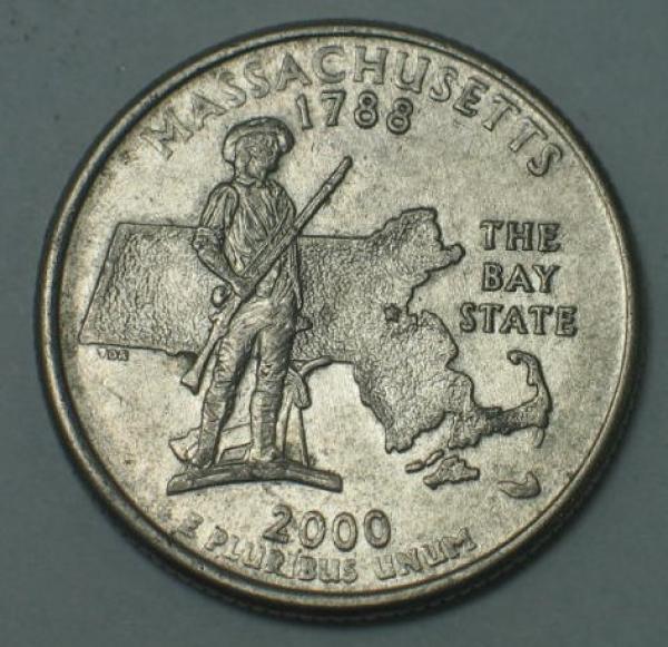 1/4 Dollar -Quarter Dollar- "Massachusetts State Quarter" 2000, USA