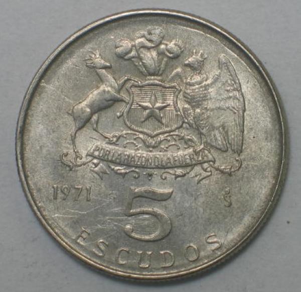 5 Escudos 1971, Chile