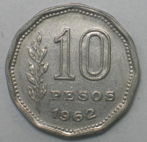 10 Pesos 1962, Argentinien