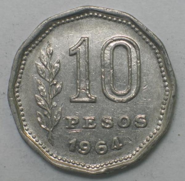 10 Pesos 1964, Argentinien