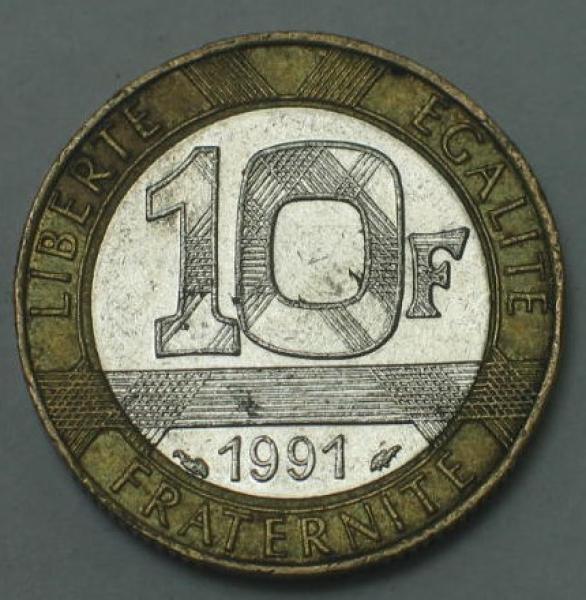 10 Francs -Genie- 1991, Frankreich