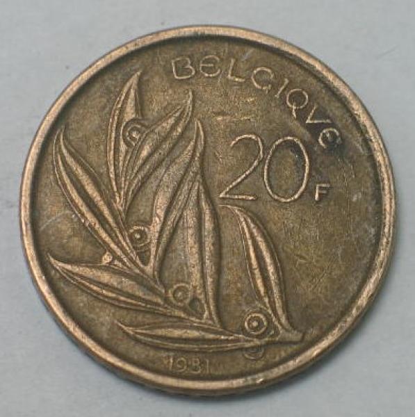 20 Franken, 1981, Legende in französisch - "Belgique", Belgien 1980-1993