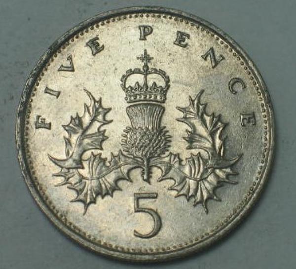 5 Pence Elisabeth II 1989, Großbritannien 1985-1990