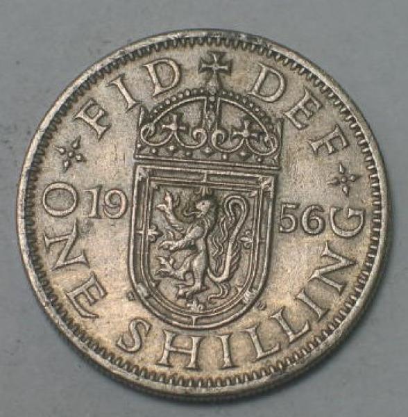 1 Shilling Elisabeth II 1956, Großbritannien, One Shilling 3 Löwen