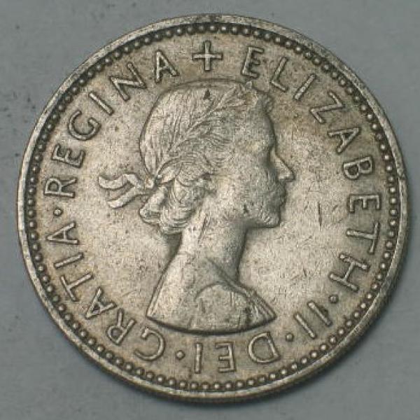 1 Shilling Elisabeth II 1956, Großbritannien, One Shilling 3 Löwen
