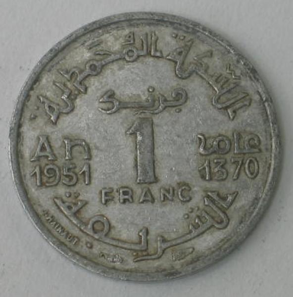 1 Franc 1951, Marokko Französisches Protektorat