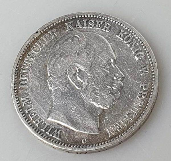 5 Mark Wilhelm 1876 C, 900er Silbermünze