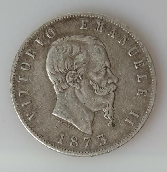 5 Lire 1875 König Vittorio Emanuele II, Italien, 900er Silbermünze
