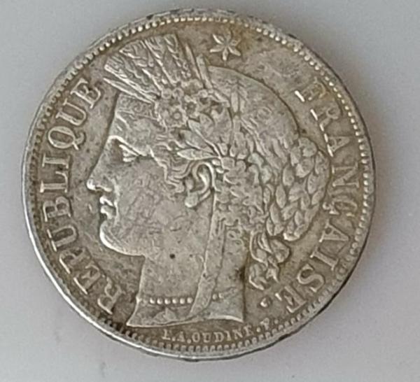 5 Francs 1870 Ceres, Frankreich, 900er Silbermünze