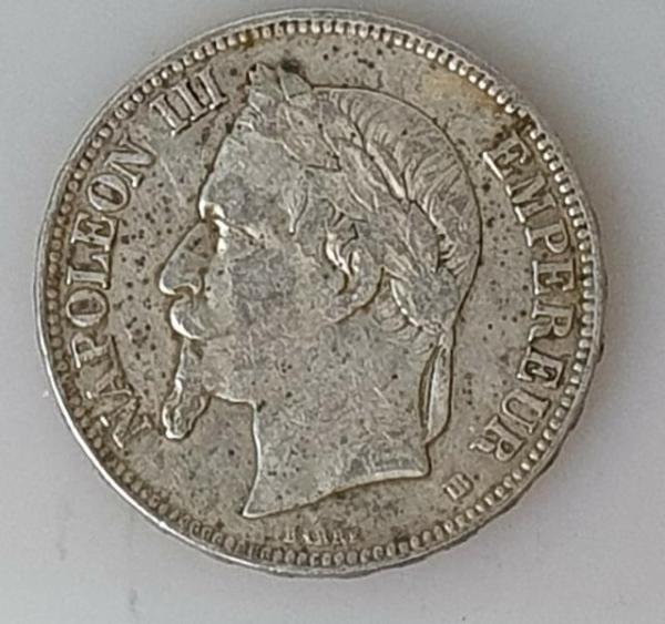 5 Francs 1869 Napoleon III, Frankreich, 900er Silbermünze