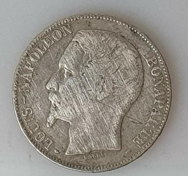 5 Francs 1852 Louis Napoleon Bonaparte, Frankreich, 900er Silbermünze