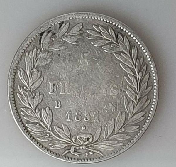 5 Francs 1831 Louis-Philippe I., Frankreich, 900er Silbermünze
