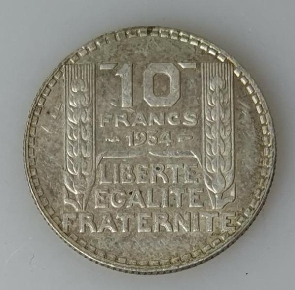 10 Francs 1934 Marianne, Frankreich, 680er Silbermünze
