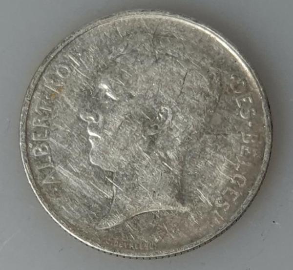 2 Francs 1911 Albert I, Belgien, 835er Silbermünze