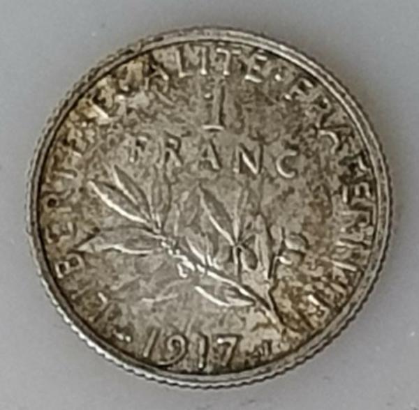 1 Franc 1917 Marianne, Frankreich, 835er Silbermünze