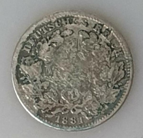 1 Mark 1881 Kaiserreich, Deutschland, 900er Silber