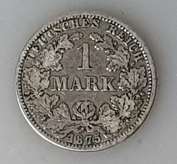 1 Mark 1875 Kaiserreich, Deutschland, 900er Silber