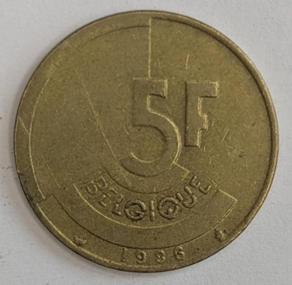 5 Francs 1986, Baudouin I, Belgien