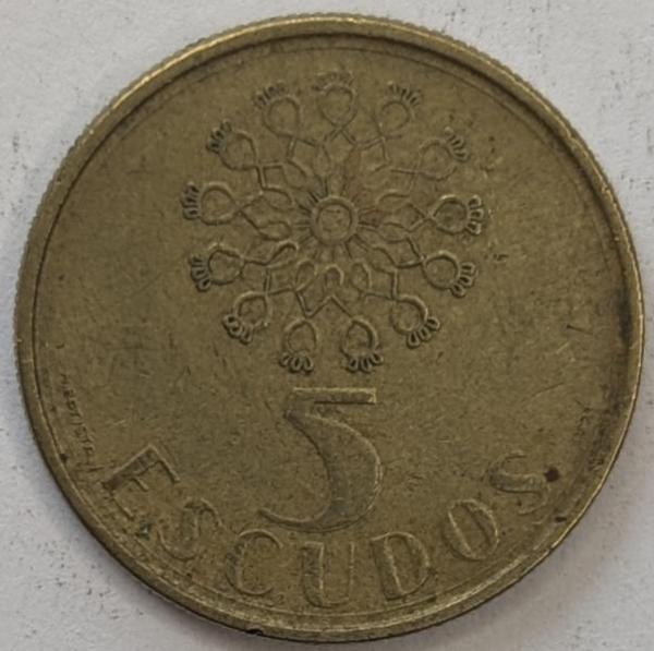 5 Escudos 1990, Portugal