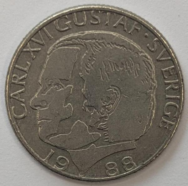 1 Krone 1988, König Carl Gustaf XVI, Schweden