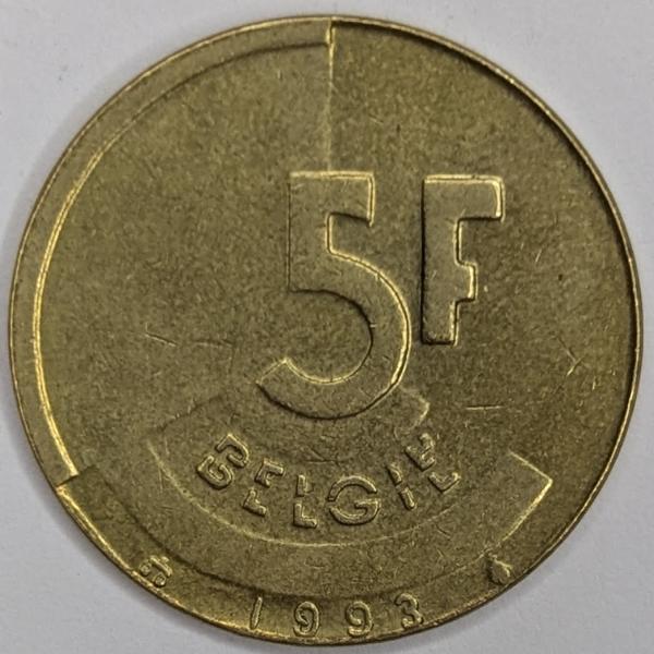 5 Franc 1993, Legende in niederländisch Belgie, Belgien