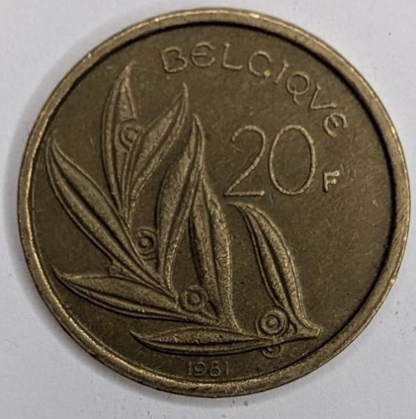 20 Franc 1981, Legende in französisch"Belgique", König Baudouin I, Belgien
