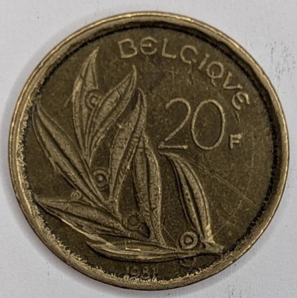 20 Franc 1981, Legende in französisch"Belgique", König Baudouin I, Belgien