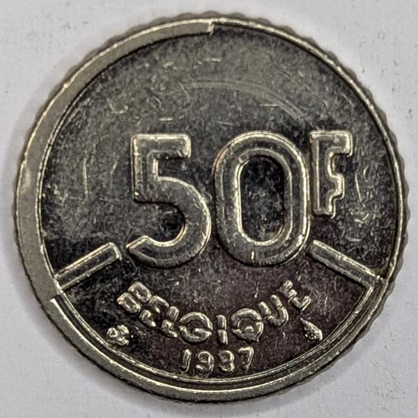 50 Franc 1987, Legende in französisch-" Belgique", König Baudouin I, Belgien