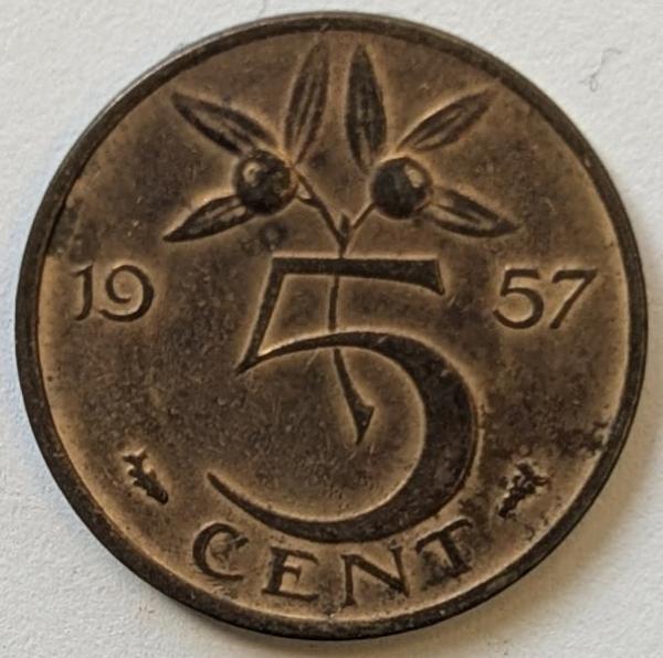 5 Cent 1957, Königin Juliana, Niederlande