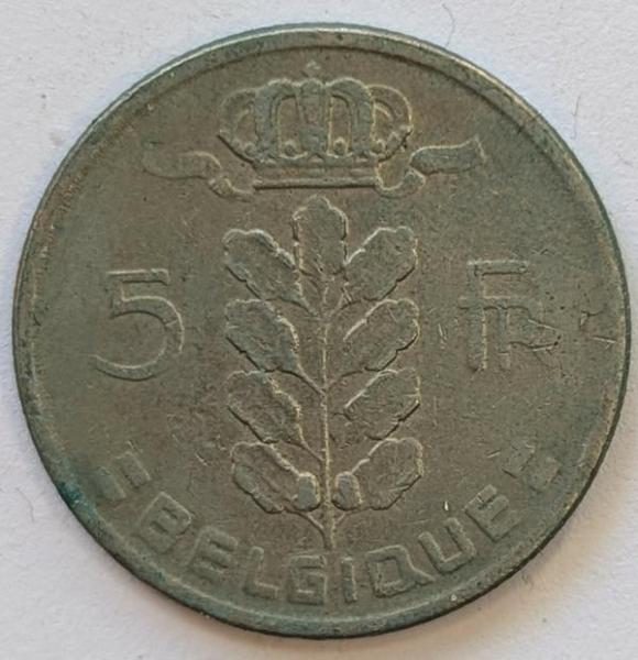 5 Franc 1966, Legende in französisch"Belgique", Belgien