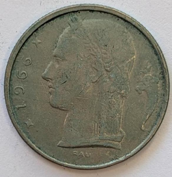 5 Franc 1966, Legende in französisch"Belgique", Belgien