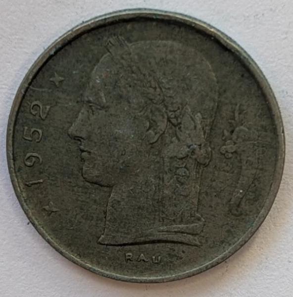 1 Franc 1952, Legende in niederländisch Belgie, Belgien