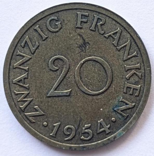 20 Franken 1954, Saarland