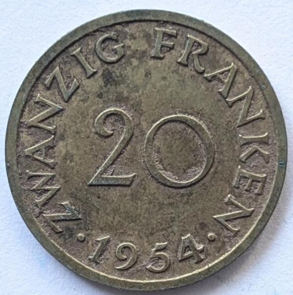 20 Franken 1954, Saarland
