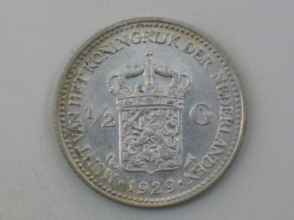 1/2 Gulden 1929, Niederlande, Silber 720