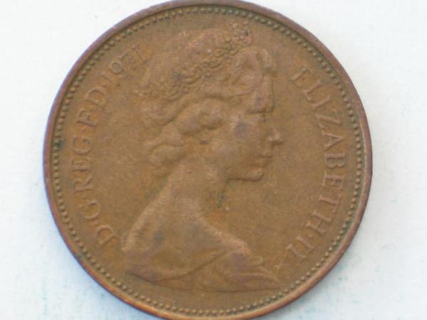 2 New Pence 1971, Königin Elizabeth II., Großbritannien