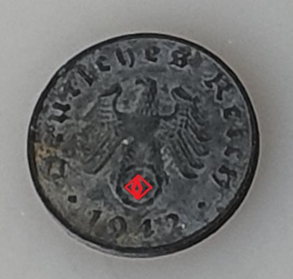 1 Reichspfennig 1942 G, Drittes Reich, Zink