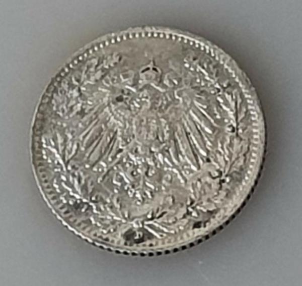 1/2 Mark 1915 D, Deutsches Reich, 900er Silbermünze