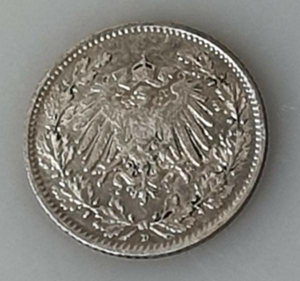 1/2 Mark 1906 D, Deutsches Reich, 900er Silbermünze