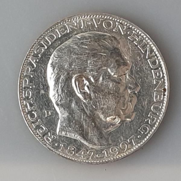 Gedenkmedaille 1927, Reichspräsident Paul von Hindenburg Treuster Diener zum 80. Geburtstag