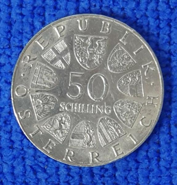 50 Schilling "600 Jahre Universität Wien" 1965, Österreich 900er Silbermünze