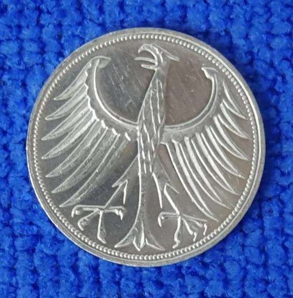 5 DM Silberadler 1974 F aus 625er Silber