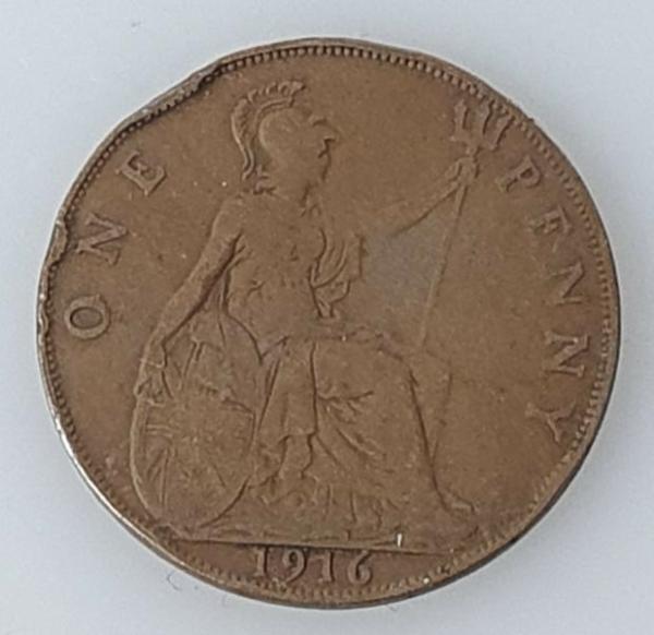 1 Penny -One Penny- 1916, König Georg V, Großbritannien aus Bronze