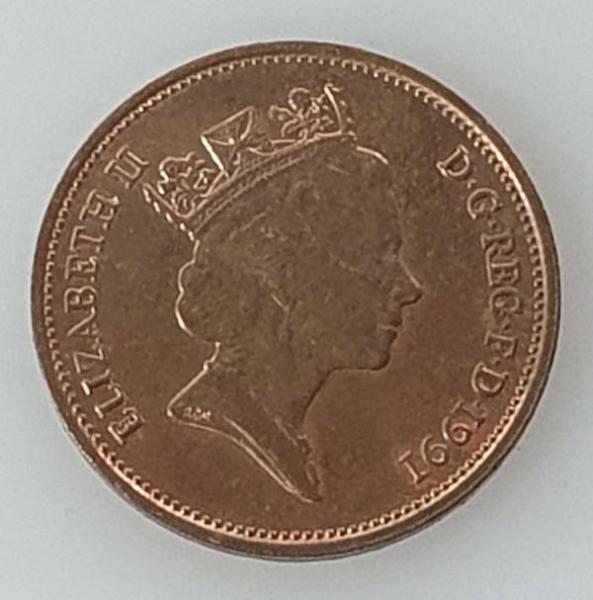 2 Pence 1991, Königin Elizabeth II., Großbritannien