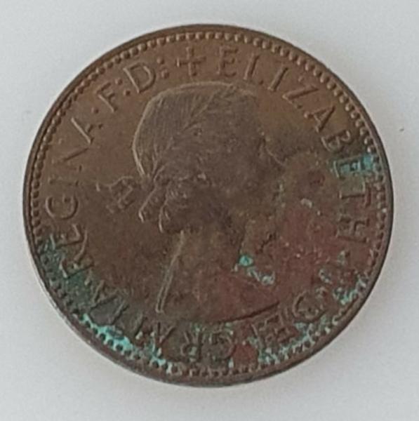 Half Penny 1957, Königin Elizabeth II, Großbritannien aus Bronze